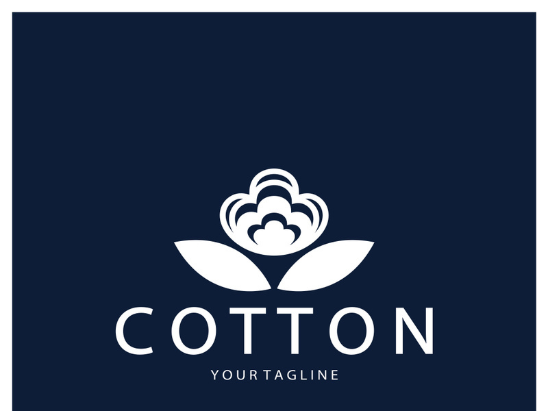 Soft natural organic cotton flower plant logo for cotton plantations, industries,business,textile,clothing and beauty,vector