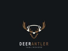 Deer antler logo for hunting and adventure community in nature simple and elegant symbol