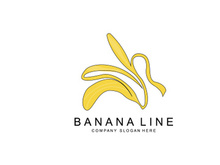 Banana Logo Design, Fruit Vector With Line Art Style, Product Brand Walpaper Illustration