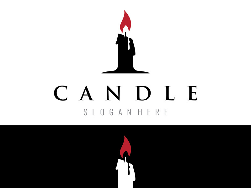 Simple burning luxury candlelight logo design with isolated background.Template for business, sign, company.