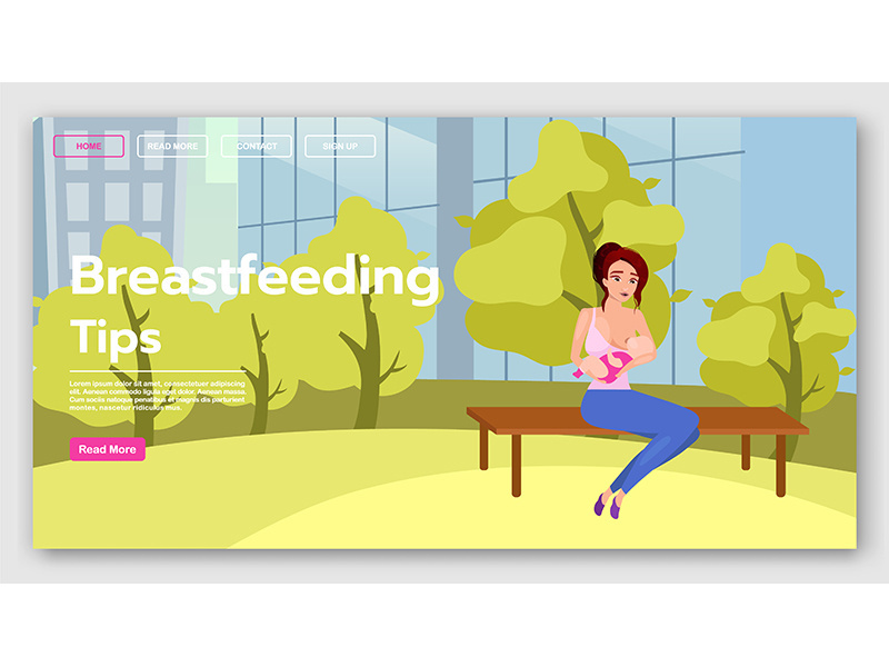 Breastfeeding in public landing page vector template