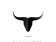 Retro vintage bull head horns logo.