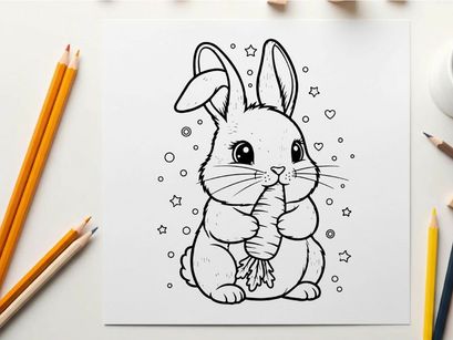 Cute bunny hugging paws vector illustration flat design