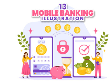 13 Mobile Banking Vector Illustration preview picture
