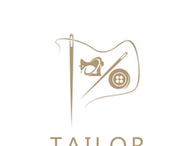 Tailor logo icon illustration template combination of buttons for clothes, thread and sewing machine, for clothing product design