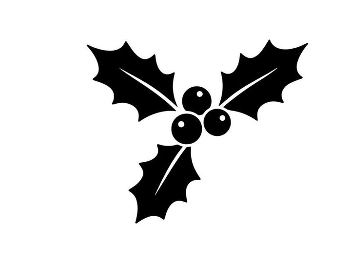 Schwarze Holly-Beeren-Silhouette-Icons für Weihnachtsdesign und grafische Weihnachtsdekoration