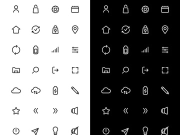Basic linear icons set for dark and light mode preview picture