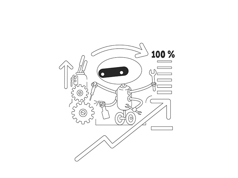 Optimization bot thin line concept vector illustration