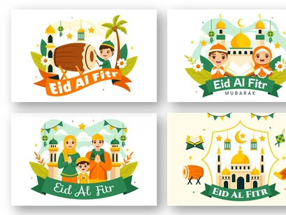 9 Happy Eid Al-Fitr Mubarak Illustration