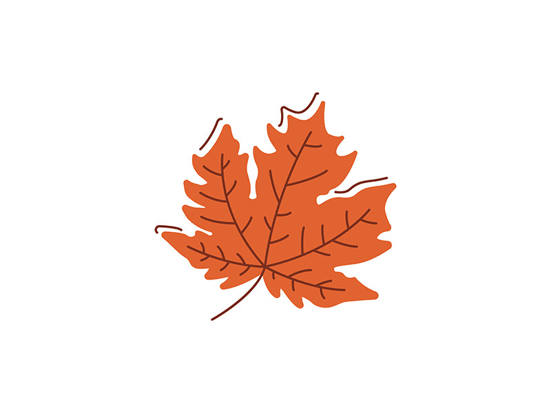 Dried brown leaf flat vector abstract element