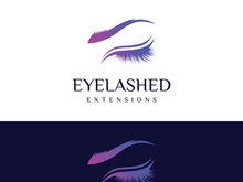 Luxurious and colorful eyelash extension logo.