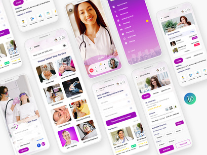 Skin Care Clinic with Online Doctor Consultation Mobile App UI Kit
