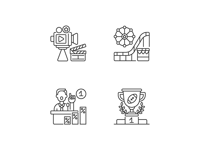 United States linear icons set