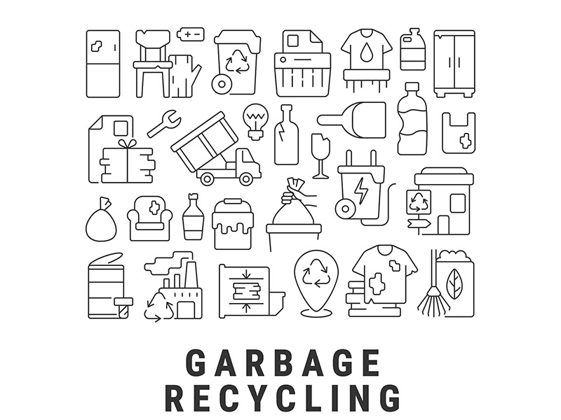 Garbage recycling abstract linear concept layout with headline