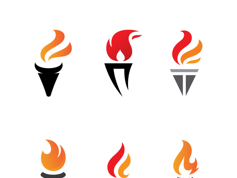 Torch flame logo icon  vector template