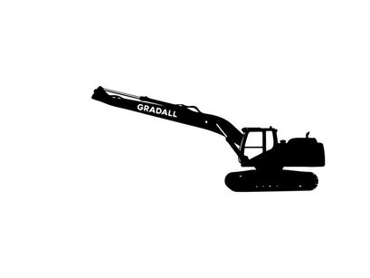 Silhouette of a chadwicks excavator against a white background