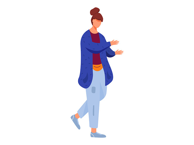 Dancing adolescent girl flat vector illustration