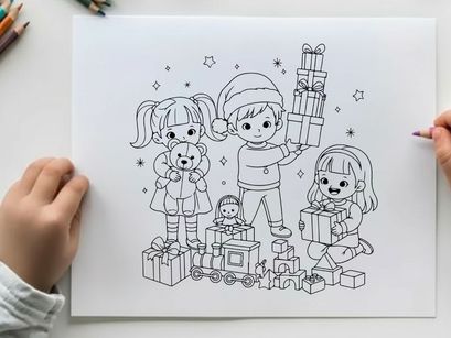 Children celebrating birthday with gifts vector illustration