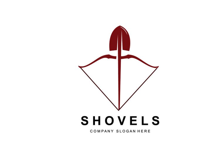 Shovel Logo Design, Construction Worker Tool Illustration Vector, Building Construction Icon