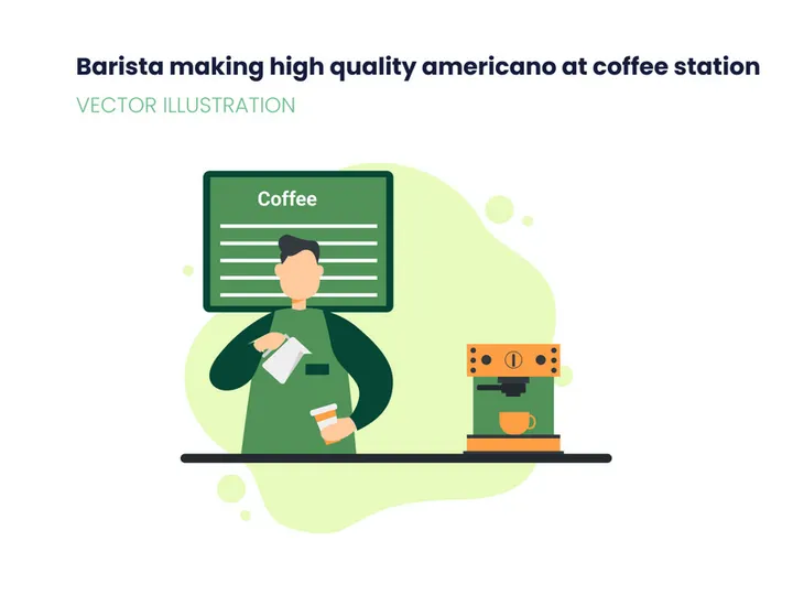 Barista making high quality americano at coffee station