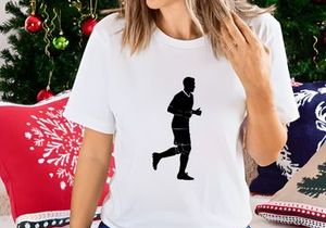 Silhouette of a man running in athletic wear on a white background