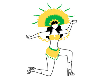 Girl performing samba flat silhouette vector illustration preview picture