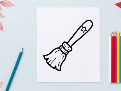 Hexenbesen-Symbol. Handgezeichnete Zauberbesen für Halloween-Design.