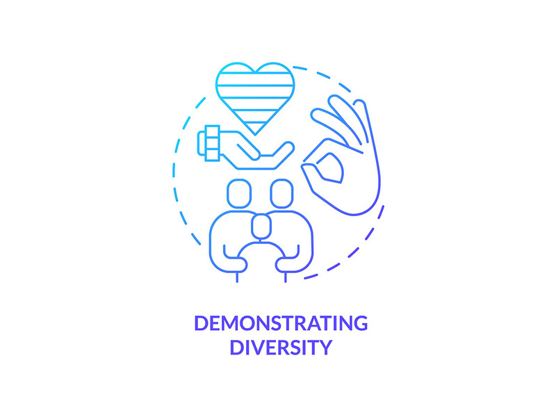Demonstrating diversity blue gradient concept icon