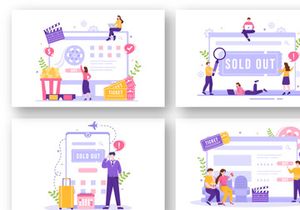 18 Ticket Website Flat Illustration