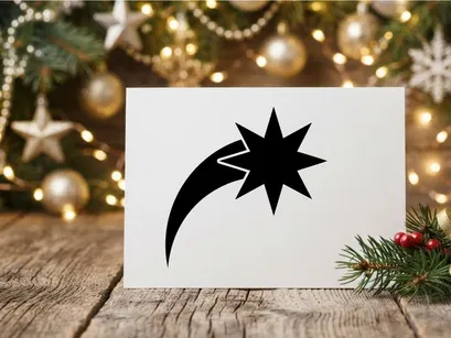 Ikon bintang jatuh hitam, elemen grafis langit sederhana untuk proyek desain hari raya.