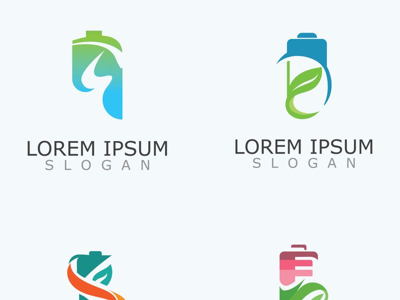 Eco Battery and leaf logo template design illustration vector