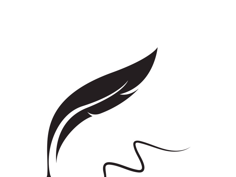 Feather quill design icon and logo illustration classic stationery