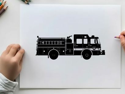 Fire truck silhouette profile view