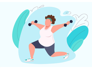 Lady doing pilates flat color vector faceless character preview picture