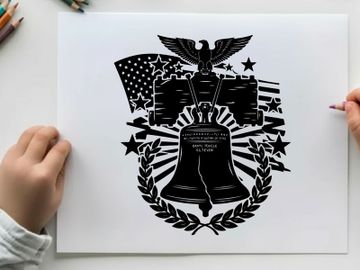 Liberty bell silhouette american eagle patriotic symbol preview picture