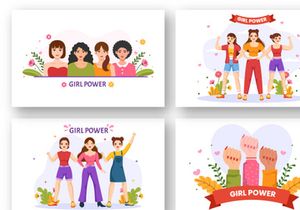 11 Girl Power Vector Illustration