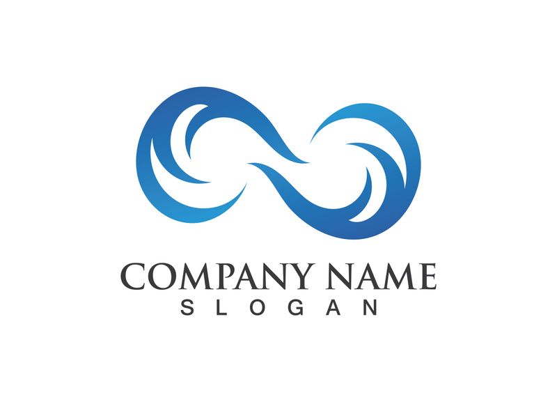 Blue water wave logo design template