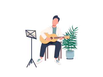 Male guitarist flat color vector faceless character preview picture