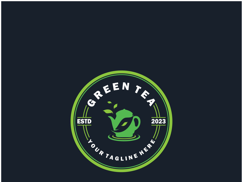 Tea cup logo vector design.Green tea vector logo template.