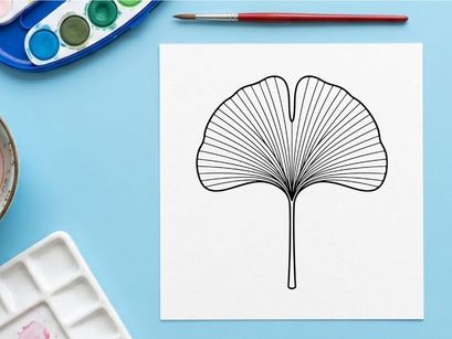 Minimalist Ginkgo Leaf Illustration. Elegant botanical design for decor and branding.