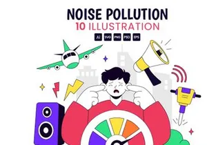 10 Noise Pollution Vector Illustration