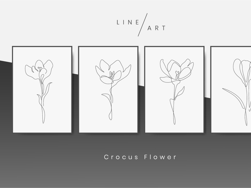 Crocus Flower Line art