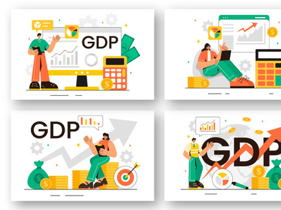 10 GDP or Gross Domestic Product Illustration