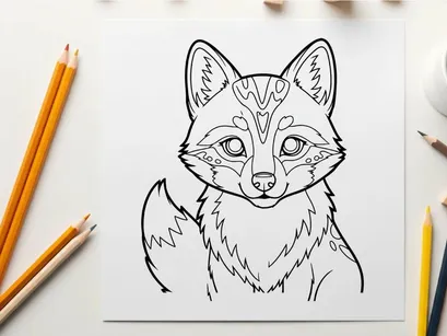 Cute arctic fox face vector illustration flat design