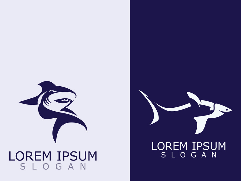 Shark Logo animal sea design icon vector silhouette template