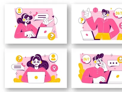 6 Customer Support Vector Illustration