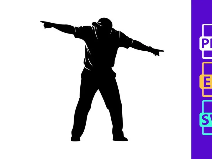 Silhouette of a man gesturing with outstretched arms
