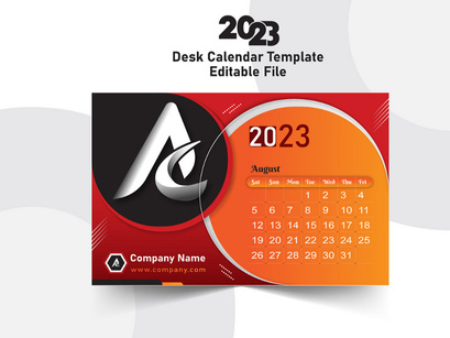 2023 Desk Calendar Template - Editable File