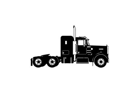 Silhouette of a large semi truck tractor unit