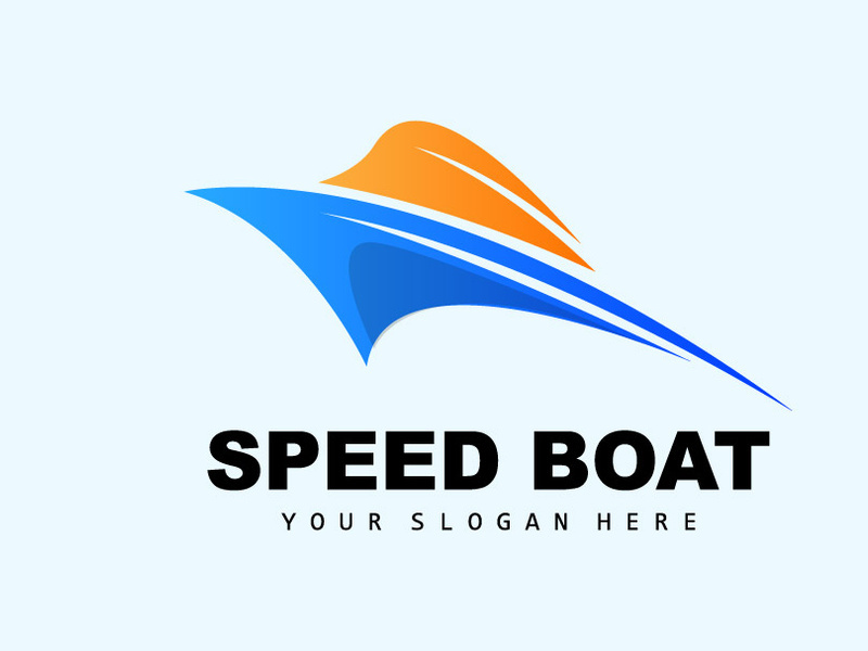 Speed Boat Logo, Fast Cargo Ship Vector, Sailboat, Design For Ship Manufacturing Company, Waterway Shipping, Marine Vehicles